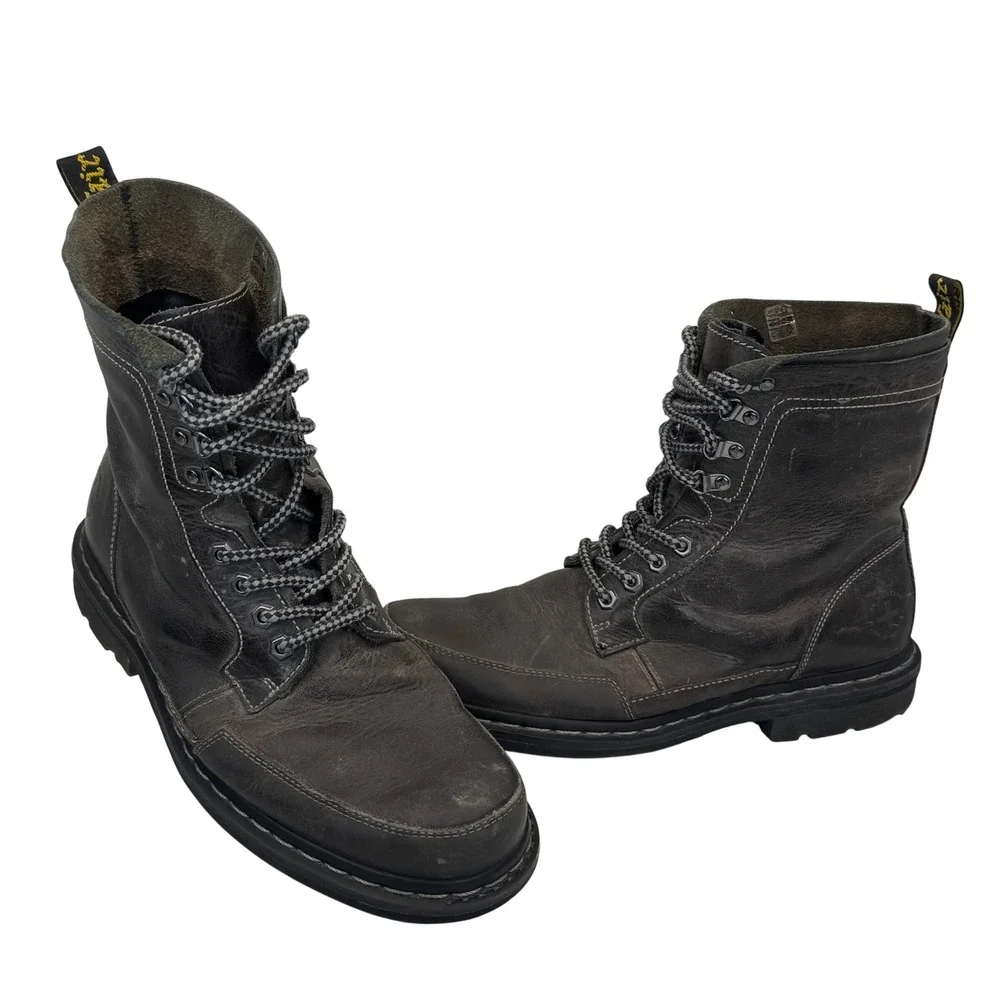 Dr Martens‎ 1490 Lace Up Combat Boots Leather Gray Mens 10 Womens 11 AirWair Lug